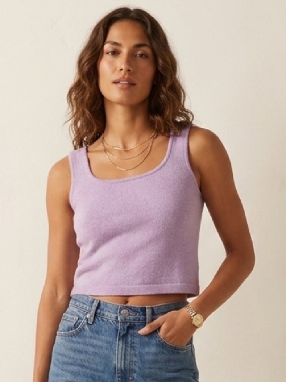 St. John Knit Lavender Purple Sleeveless Sweater Tank Top Size Small, Wool Blend